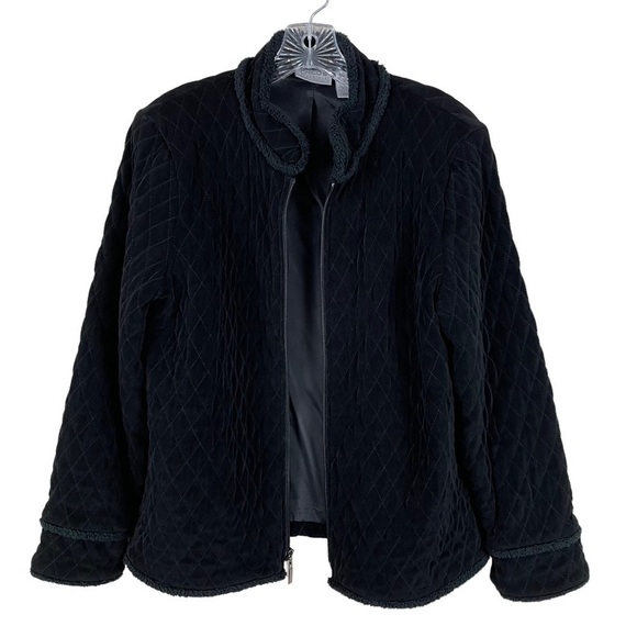 Chicos Travelers Black Quilted Zip Jacket - Picture 6 of 11